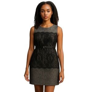 Bebe Black and Gray Lace Body Con Dress size Medium